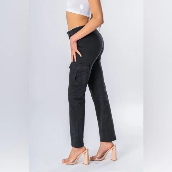 CQY Black cargo pants size 30 - Picture 8 of 8